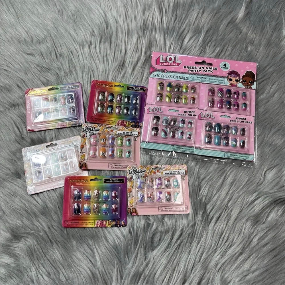 GIRLS Press On Nail Bundle Rainbow High Lol Surprise Floral